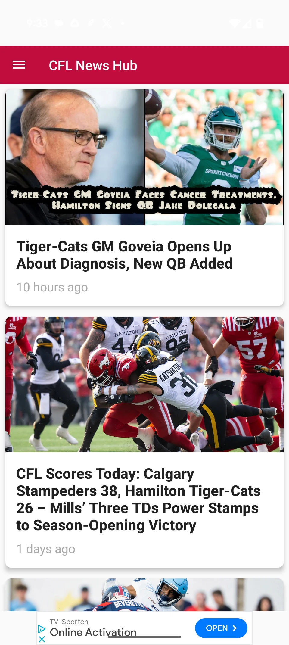 CFL News Hub screenshot
