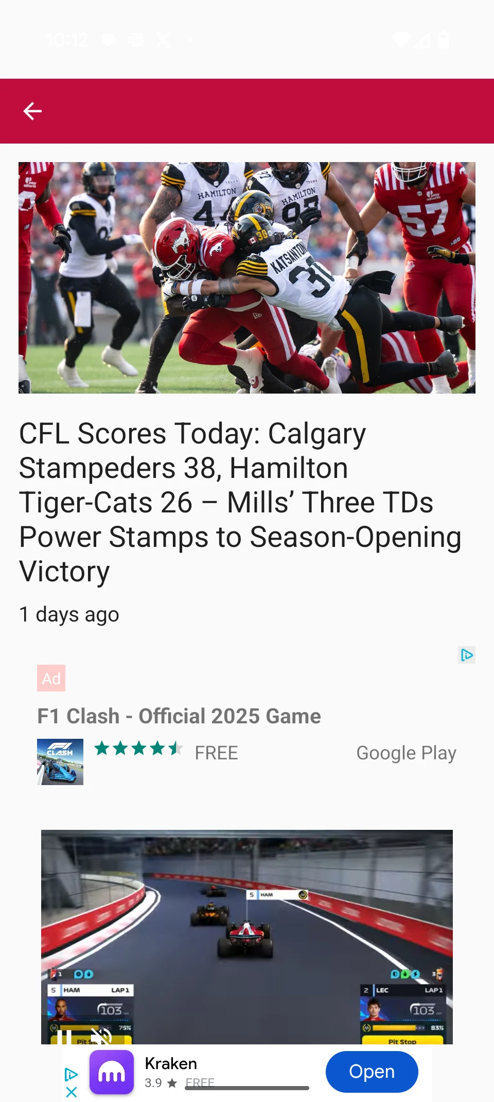 CFL News Hub screenshot